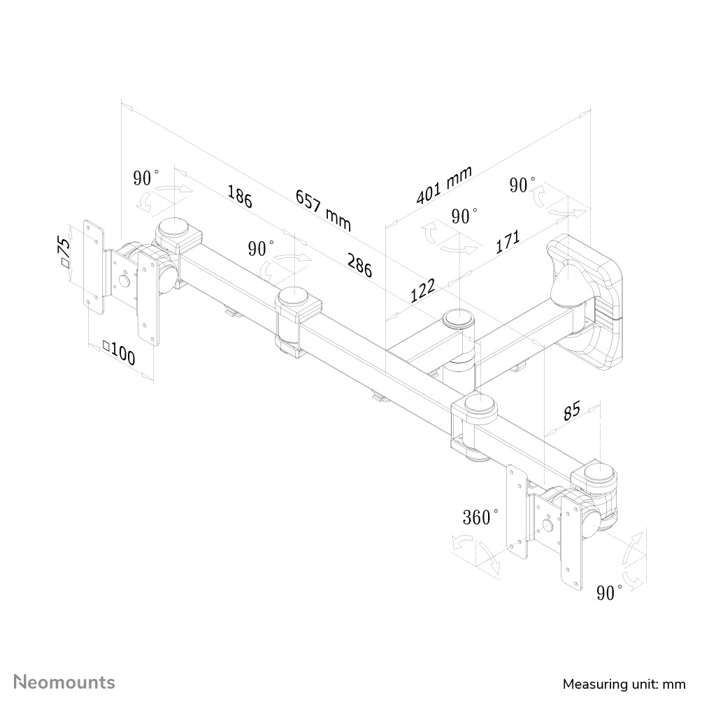 Neomounts tv/monitor wandsteun
